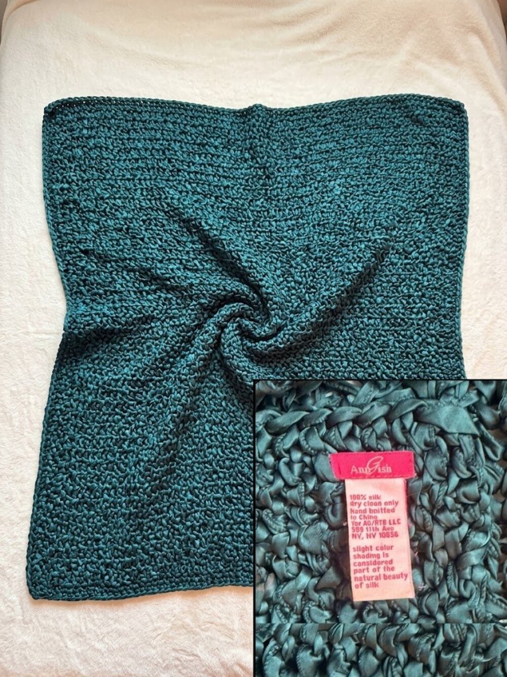 Ann Gish 100% Charmeuse SILK Ribbon Blanket Azure 10 Lbs